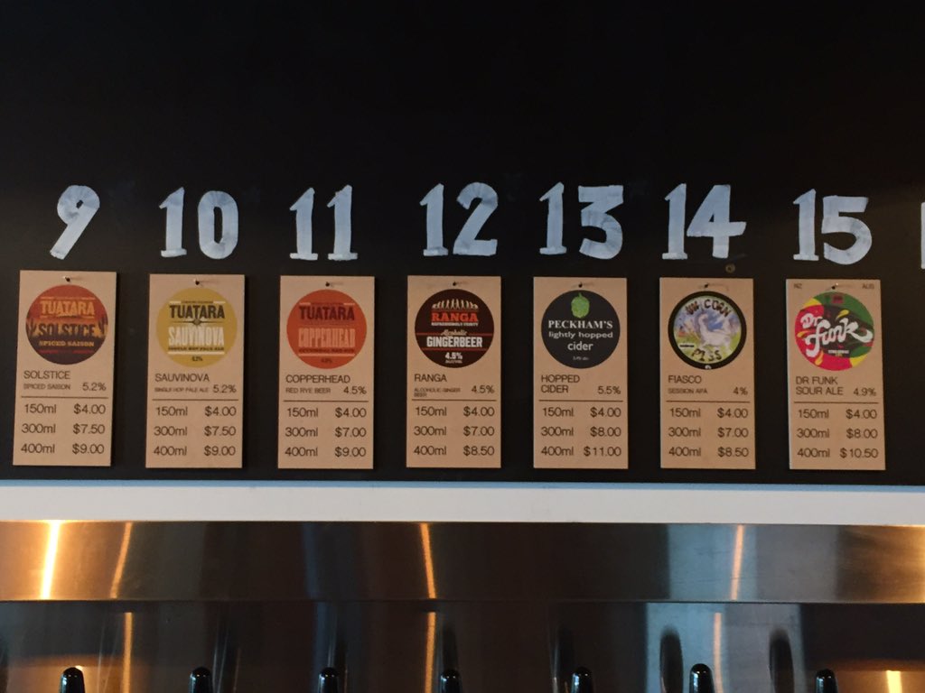 @TuataraBrew <a href="/RangaGingerBeer/">Ranga Ginger Beer</a> @PeckhamsCider <a href="/fiascobrewing/">Yobbo and Jako</a> <a href="/FunkEstate/">Funk Estate</a> round us out. Some of these running low too!