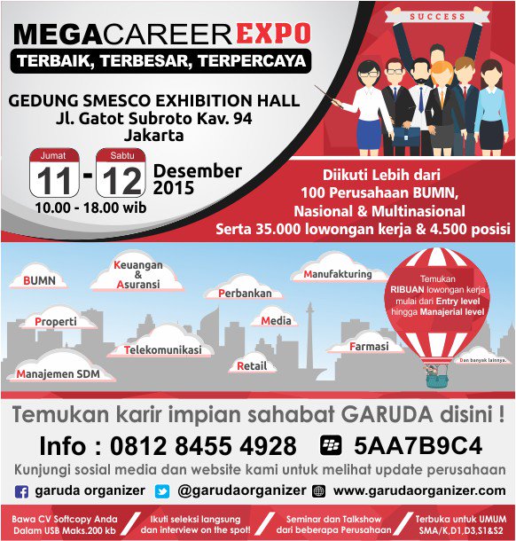 Ayo cari kerja #jakarta dgn dtg ke job fair di SMESCO tgl 11-12 Desember 2015. info; 5AA7B9C4 <a href="/infowanitakarir/">Tabloid WanitaKarier</a>
