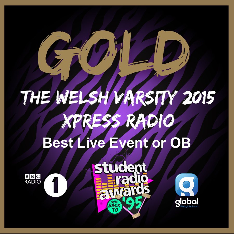 SRA's tweet photo. Best Live Event/OB 
Gold - Welsh Varsity 2015 - @xpressradio
#SRAs https://t.co/9BU74pRP7F