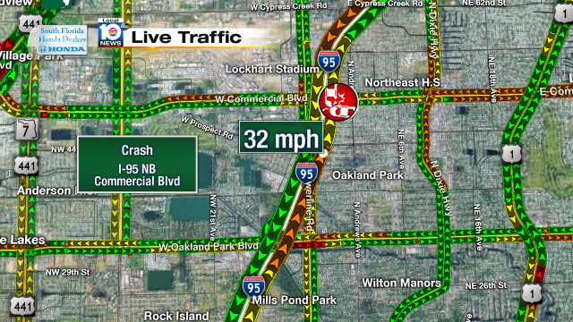 Crash on I-95 NB at Commerical Blvd. Speeds at 32mph #traffic #broward @JeniseFernandez https://t.co/3omM6oPoZU