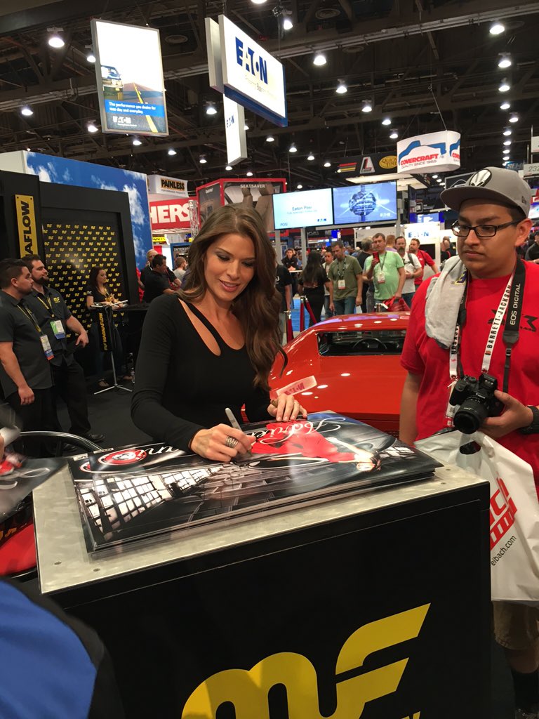 Magnaflow's tweet photo. We've got @AdrienneJanic joining us in the Magnaflow booth right now! #MFSEMA2015 #sema15 https://t.co/fooUADg5ka