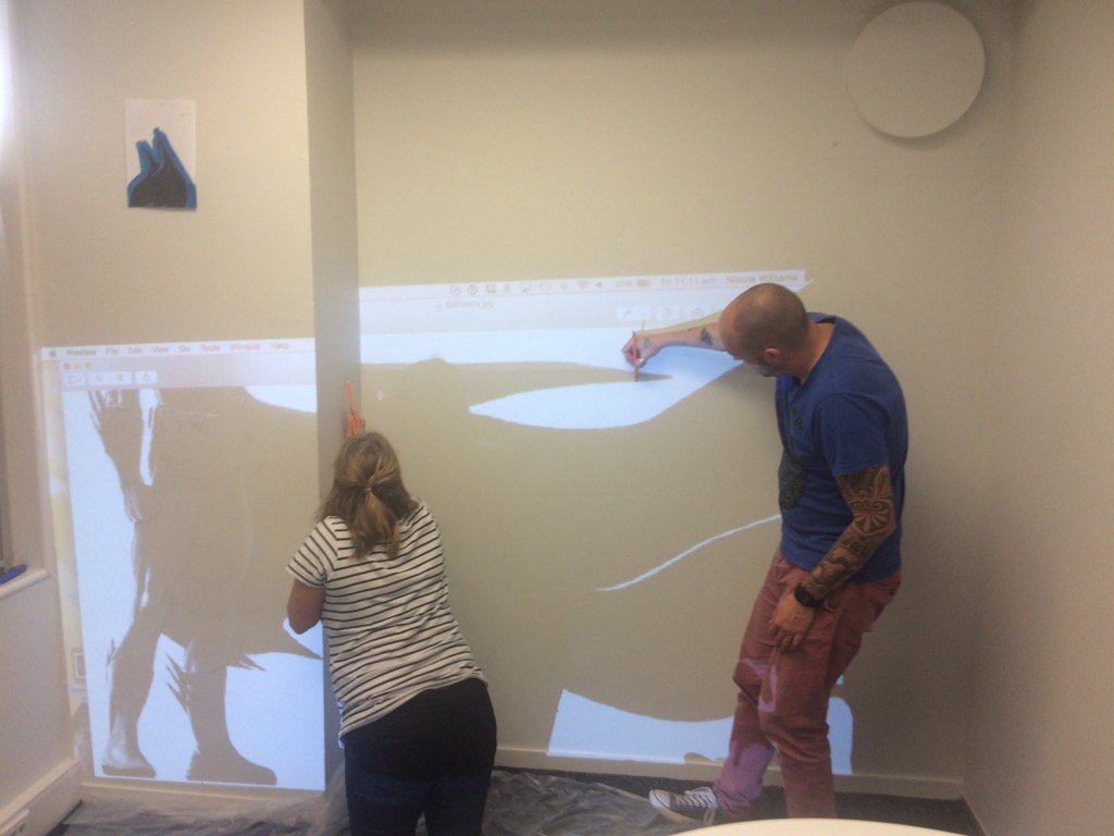 envycollect's tweet photo. The mural is underway in our Batcave #silverstripehackday https://t.co/VF2XWCCyKM