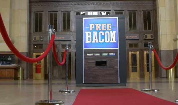 UnionStationKC's tweet photo. FREE BACON! Check out the The Bacon Vending Machine that recently appeared at Union Station! https://t.co/4DwKo7SzBg https://t.co/Y5YDvbspI6