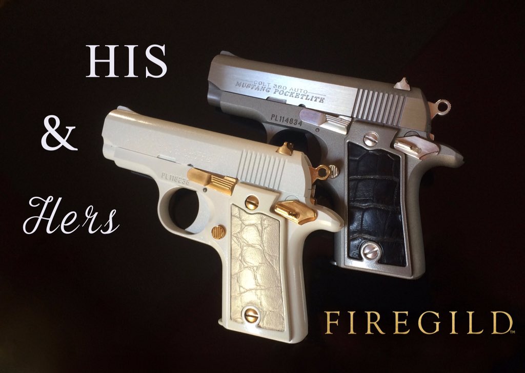 firegild's tweet photo. His and hers Colt Mustang .380 with alligator grips. pistols #colt #gun #380 @firegild https://t.co/7jl7C8oiCc