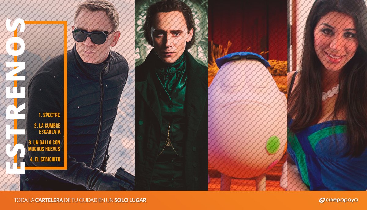FandangoLatam's tweet photo. Llegaron #Spectre y la nacional @elcebichito2015. Mira lo que el cine tiene para ti aquí: https://t.co/lTC2vpt5as https://t.co/zj7Rh8VPVl