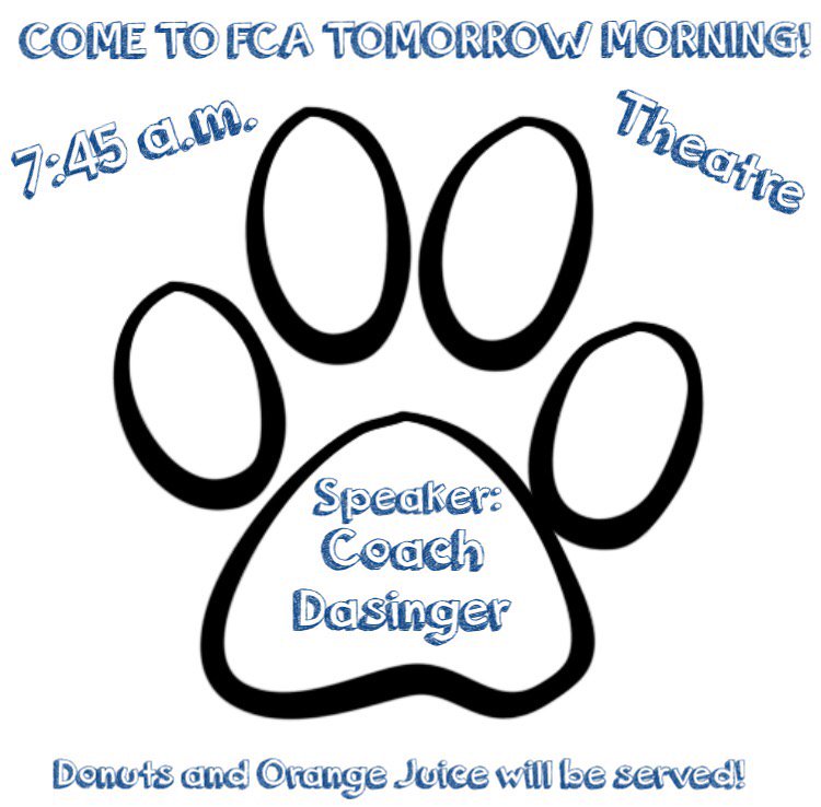 FcaPope's tweet image. Come hear @Coachdas speak tomorrow morning at 7:45 in the theatre!!