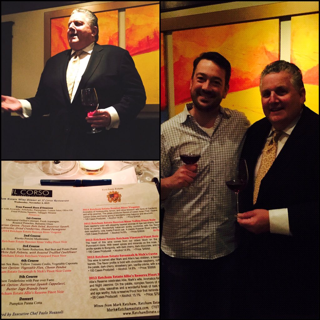 cpizzlin's tweet photo. Ketcham Estate Wine Dinner at il Corso in NYC with Mark Ketcham and @TaraJagski #KetchamWine #PinotNoir https://t.co/NAaKPi8bHl