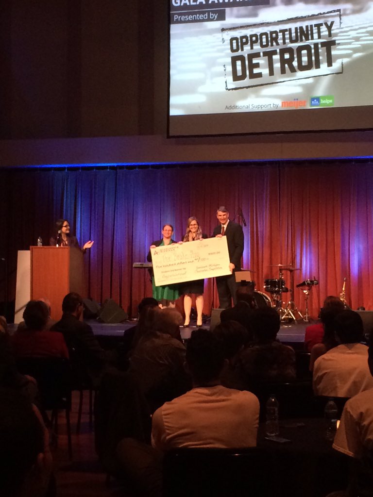 RyanGourley's tweet photo. Super proud of #TechArb team @TheBrokeApp and @IIA_UMich team #CARt taking home the big checks from #AccelerateMI! https://t.co/nKVo8VdkAa