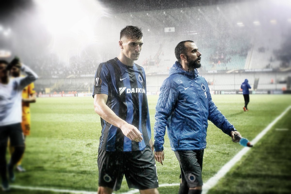 BrunoFahy's tweet photo. Victor Vazquez and @ThomMills from @ClubBrugge pictured after #cluleg @BelgaImage #footballshooter @EuropaLeague https://t.co/Y0DjgPfOA6