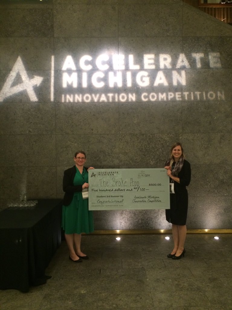 RyanGourley's tweet photo. Not so broke no more! @TheBrokeApp #AccelerateMI #GoBlue #TechArb @InnovateBlue @UMCFE @accelerateMI https://t.co/JXvrouXGIu