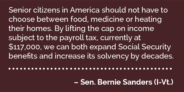 SenSanders's tweet photo. Senior citizens in America should not have to choose between food, medicine or heating their homes. https://t.co/wsZf38ZTwF