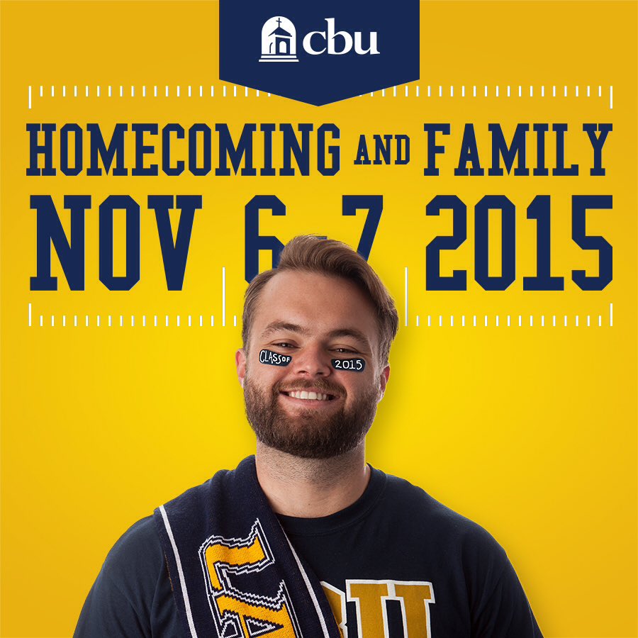 Homecoming is this weekend. Be sure to check out <a href="/CBU_COMMLIFE/">CBU Community Life</a> Fortuna Bowl &amp; see what other surprises are in store.