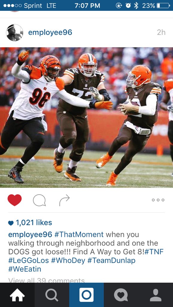 alecmaugans's tweet photo. Who let the dogs out? #WhoDey #LetsRoar #CD96 @Carlos_Dunlap https://t.co/EcMPwLsm4C