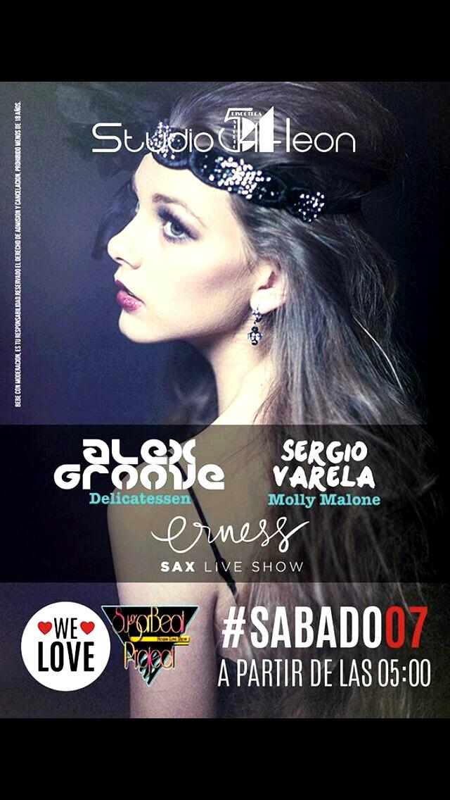 Este sábado en <a href="/Studio54leon/">Studio 54 Leon</a>  vuelve el show más potente de electrónica + sax <a href="/SugarBeatP/">SugarBeat Project</a> .#welove #dance #leonesp