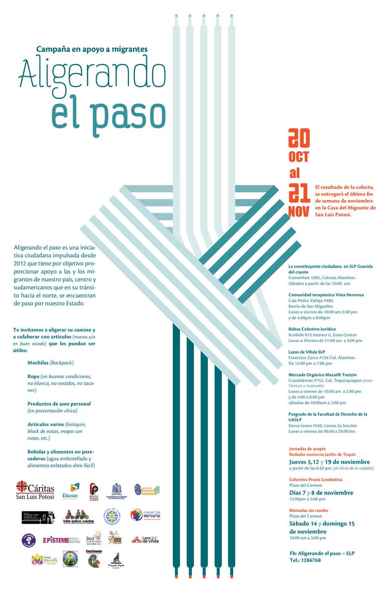 aligerando_SLP's tweet photo. #AligerandoElPaso es campaña de acopio de artículos útiles, que les facilite a lxs migrantes continuar su viaje #SLP https://t.co/b43XlHjvCg