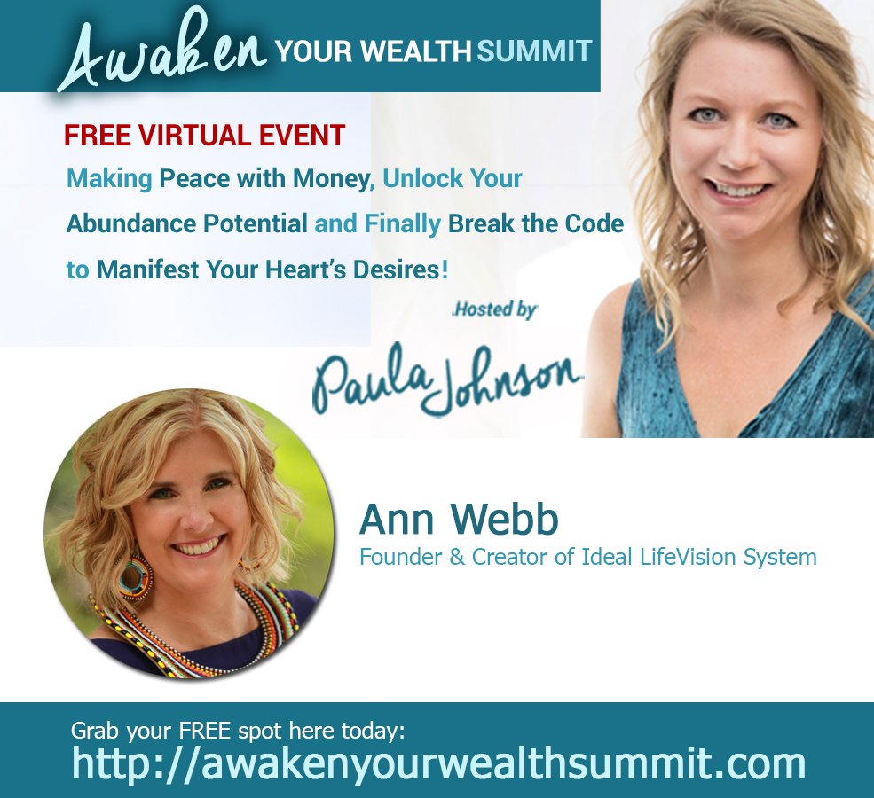 paulajohnsonww's tweet image. TGIF with Ann Webb @IdealLifeVision on awakenyourwealthsummit.com  #amazinginterview #abundance #manifest