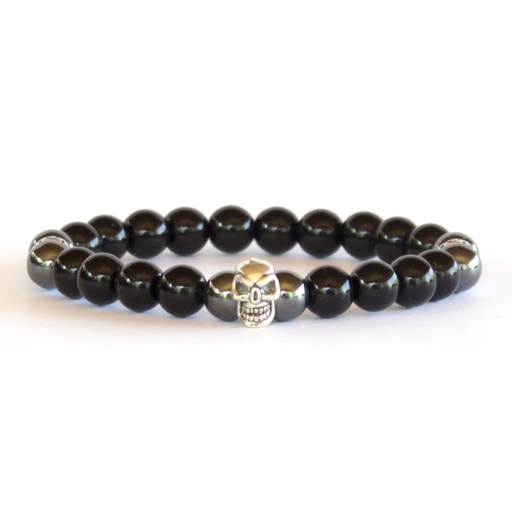 Captain Dead / Black Pearl &amp; Onyx 925 Silver Skull Bracelet #bracelet #mensstyle etsy.com/shop/seven5ive