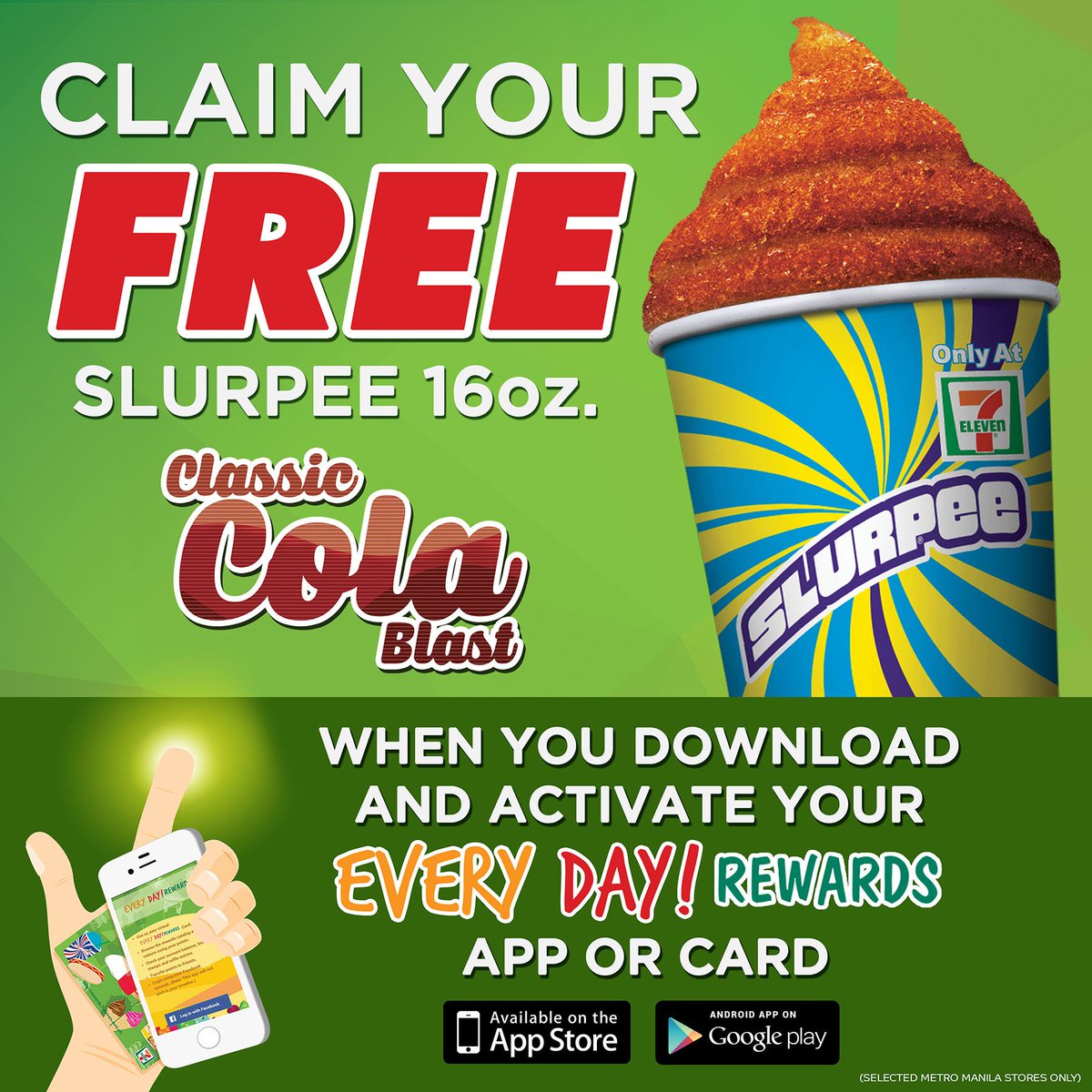 711philippines's tweet photo. Happy #SlurpFREE! Activate your Every Day! Rewards Card or download the App. Until 11.8.15 only!#SaySlurpee #711ph https://t.co/xT4vd5nfvJ