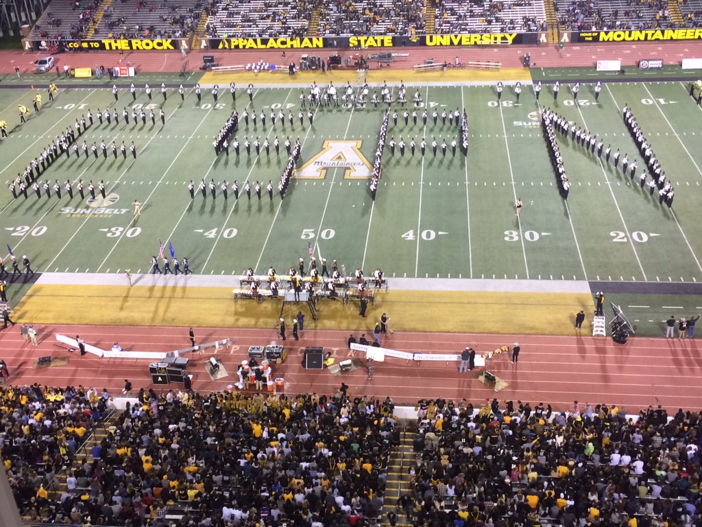 appstatesports's tweet photo. NC's Band of Distinction thanks @ESPN for showcasing @appstate to the nation! #AppInPrimetime https://t.co/a12XP7XEVB