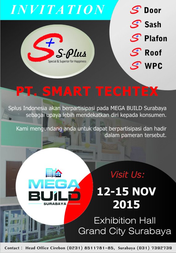 splusindonesia's tweet photo. Kunjungi Booth @splusindonesia pada event Mega Build Surabaya tgl 12-15 Nov 2015. https://t.co/DlkvgwO5h2