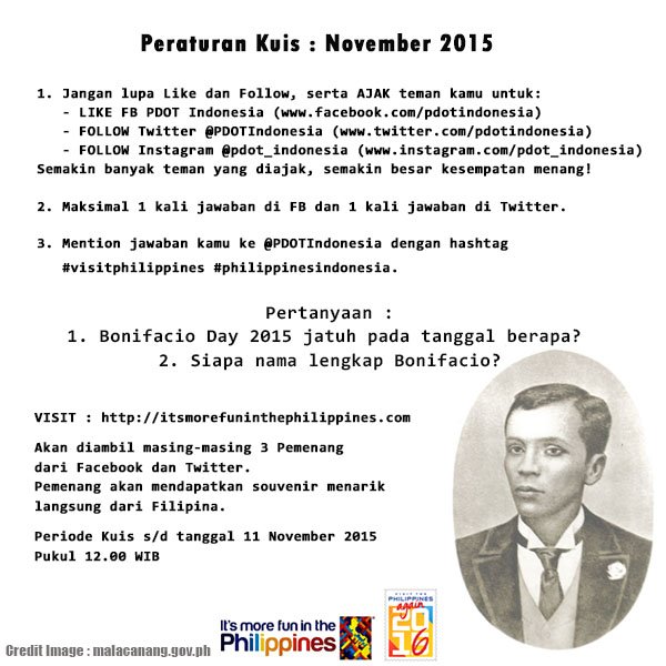 PDOTIndonesia's tweet photo. Halo Semua!!
Ada yang belum sempat ataupun belum beruntung mengikuti Kuis Filipina di Facebook maupun Instagram? https://t.co/W3xS8EgXX5