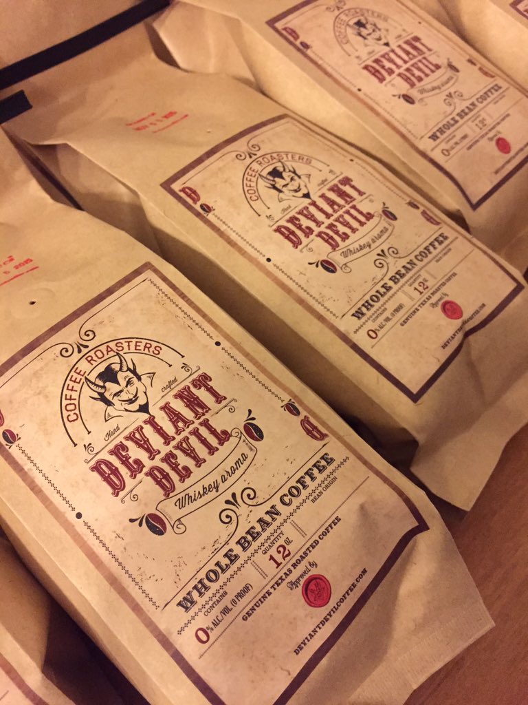 RepublicRoaster's tweet photo. No need to Irish up this #deviantdevil #coffee. The #whiskey aroma is infused already. Find us @AustinCeltFest https://t.co/p7UD0oii2u