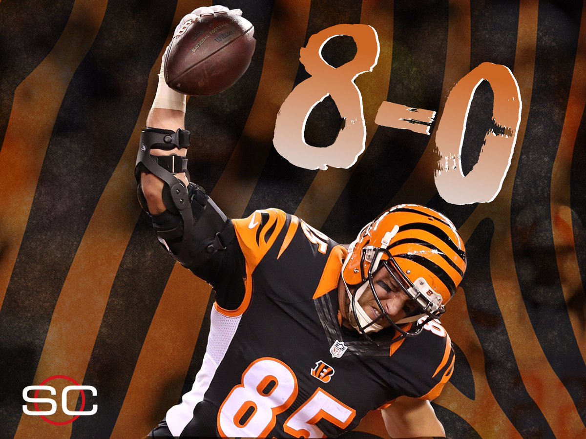 SportsCenter's tweet photo. Still undefeated! Bengals continue best start in team history by beating Browns, 31-10. 

Tyler Eifert: 3 Rec TD. https://t.co/PkANlJD1kB