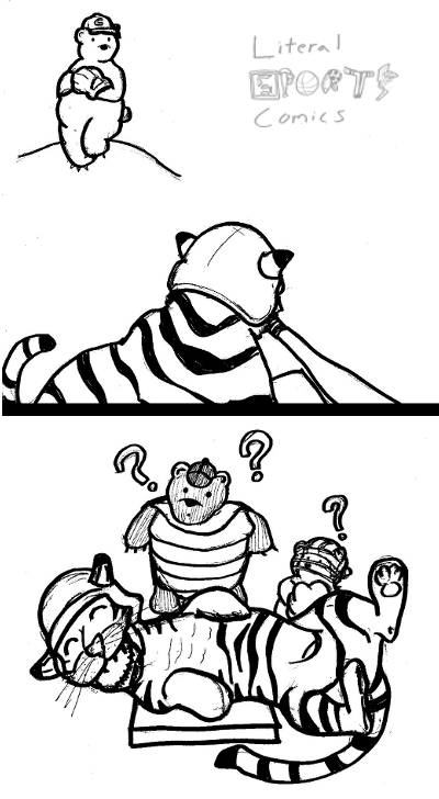 LiteralComics's tweet photo. Things got a little hairy at the #Tigers #Cubs game when the batter confused the ball with a chew toy. #LSComics https://t.co/DapToEq8zF