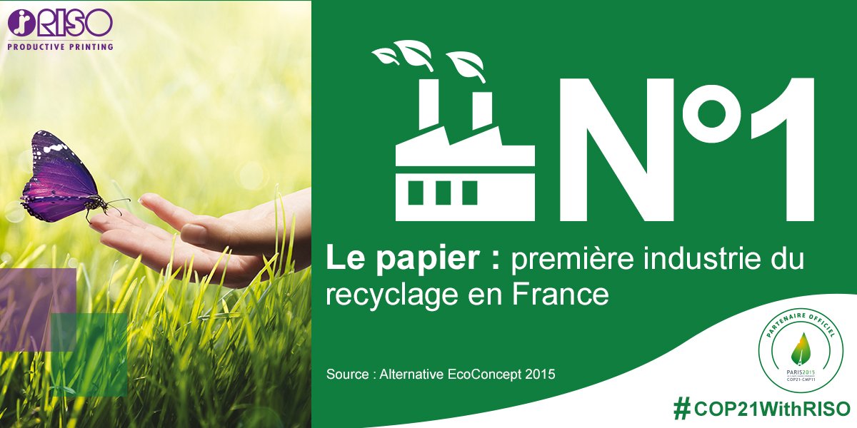 [Le saviez-vous ?] 

Le #papier est la 1ère industrie du #recyclage en #France

#GoCOP21

#Cop21withRISO