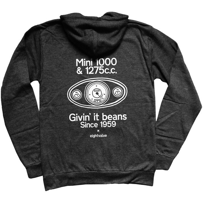 eightvalveclub's tweet photo. ⚡️NEW⚡️ EIGHTVALVE *Givin' it Beans* zip-up hoody. https://t.co/gyC1ZaCLnK #classicmini #propermini https://t.co/VGCaGKUvCQ