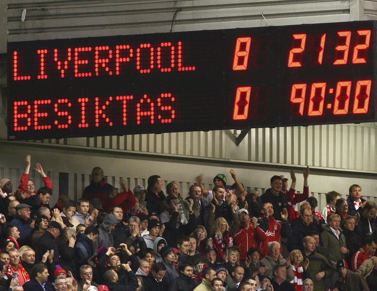 LFC's tweet photo. On this day in 2007, #LFC earned the biggest win in @ChampionsLeague history, beating Besiktas 8-0 at Anfield https://t.co/XSUaC6Xn8s