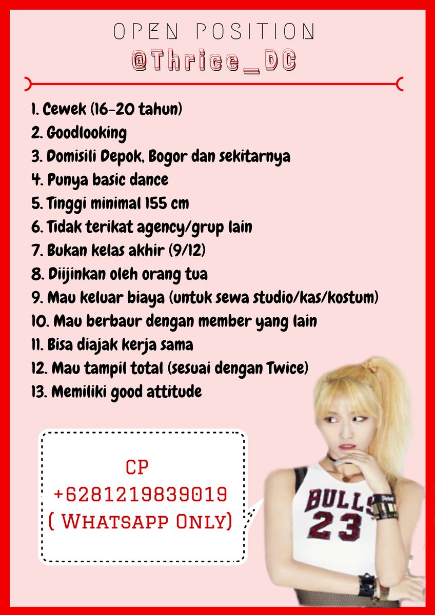 [HELP RT] Need Mina position. Check this out! Berminat? Hubungi cp :3