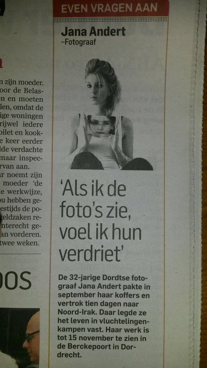 'Als ik de foto's zie, voel ik hun verdriet.' Vandaag in <a href="/ADdeDordtenaar/">AD De Dordtenaar</a> fotografe <a href="/JanaAndert/">Jana Andert</a> over #Wartist.
