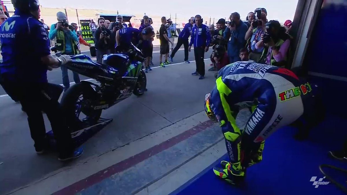 MotoGP's tweet photo. Starting from the back of the #MotoGP grid on Sunday can @ValeYellow46 fight back in #TheGrandFinale? #ForzaVale https://t.co/HuMCyU3azL