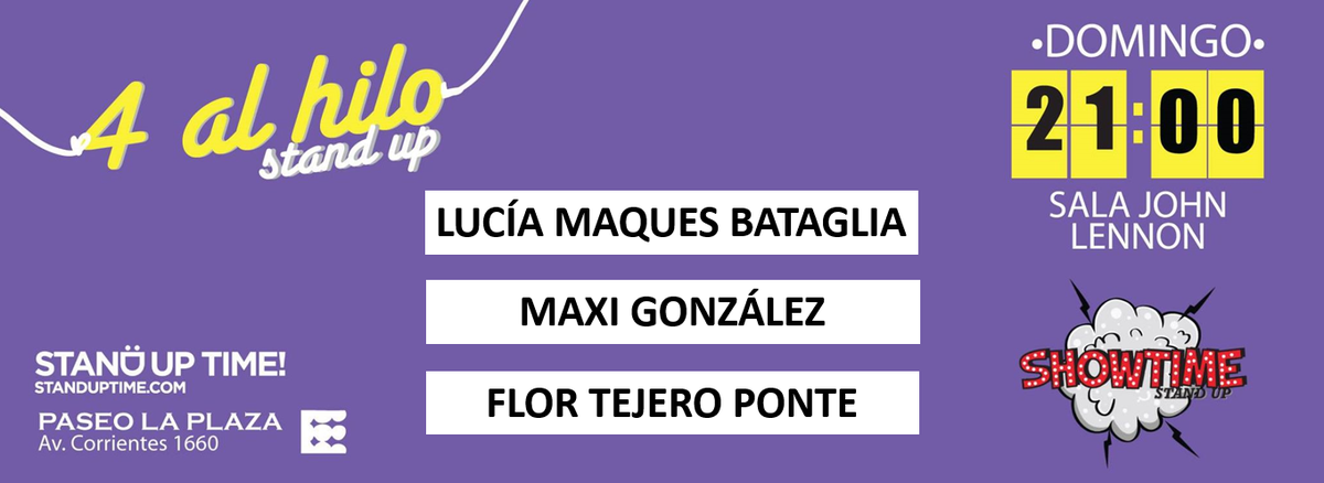 CAPITAL FEDERAL!! Domingo 21 hs #StandUp en <a href="/TheCavernBA/">The Cavern Bs As</a> (Corrientes 1660) c <a href="/FlopiTP/">Flor Tejero Ponte ⭐️⭐️⭐️</a> <a href="/cocosarli/">Maxi González</a> y <a href="/Lumaques/">Lu</a>