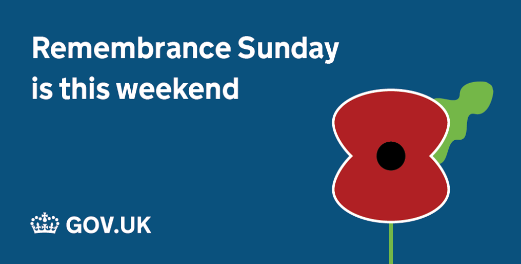 GOVUK's tweet photo. It’s Remembrance Sunday this weekend. Learn about the day and how to mark it: https://t.co/JntHCTbchL @PoppyLegion https://t.co/TOSdgbLJ6y