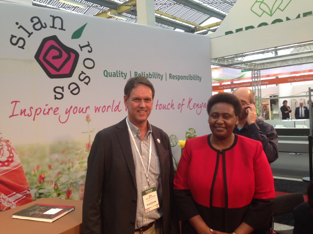 <a href="/BaloziMakena/">Amb. Rose Makena</a> with Jos van der Venne MD of @SianRosesKE at their stand at the #IFTF