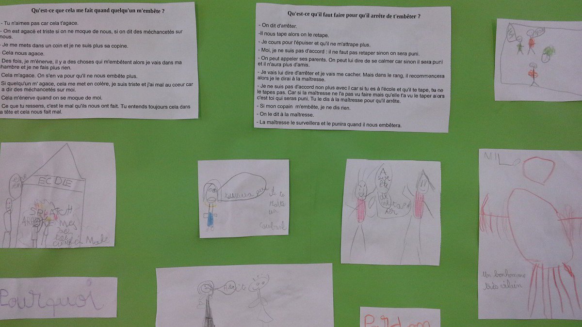 cycles1_2's tweet photo. #debatphilo2015 d'hier Qu'est-ce que cela me fait quand on m'embête ? @petitsphilous18 #NonAuHarcelement https://t.co/b3uWr835Qm