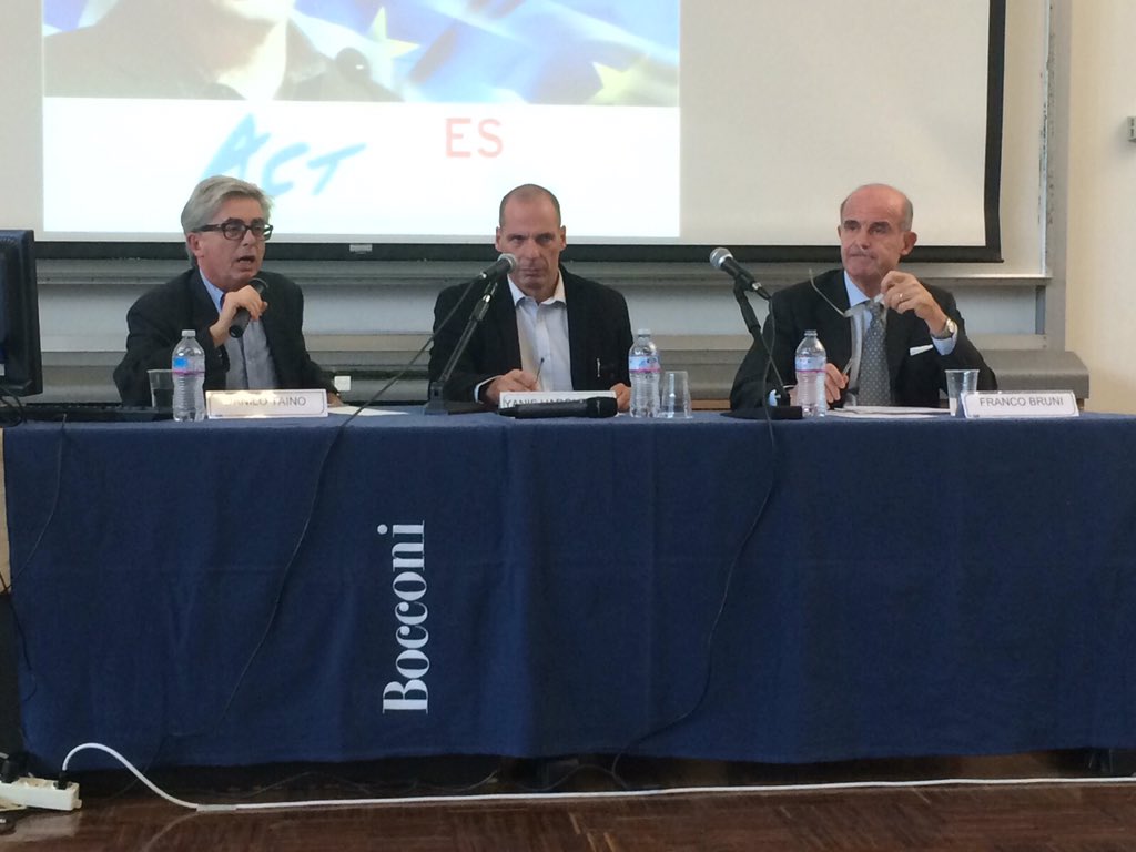 ACTbocconi's tweet photo. Europe and Greece. @Unibocconi meets @yanisvaroufakis. Segui lo streaming dal nostro account. #HereWeAre #HereWeAct https://t.co/P1l9eTGzp3