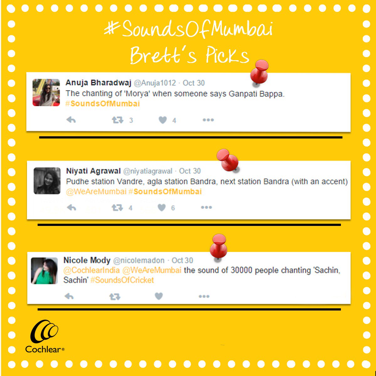 CochlearIndia's tweet photo. Amazing response, Mumbaikars! Excited to know @BrettLee_58's favourite #SoundsOfMumbai? Check them out! @WeAreMumbai https://t.co/9kWW2OS4YX