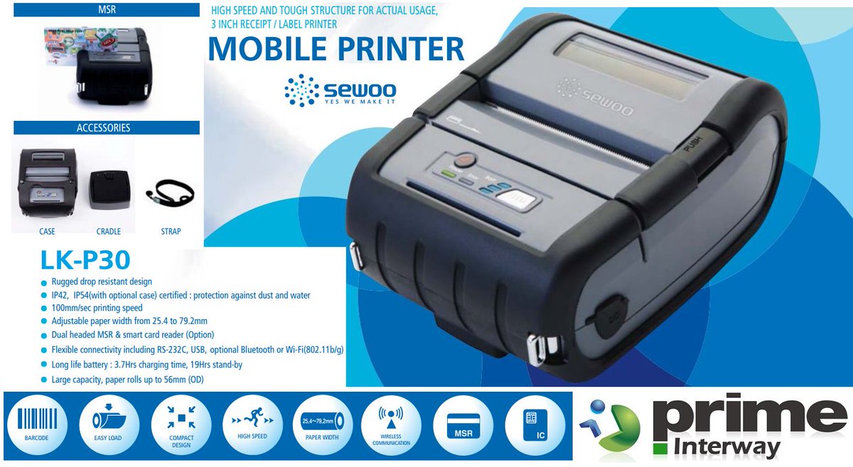 glima57's tweet image. #SEWOO #LKP30
portátil, 3", papel/etiqueta, Black Mark. Op: MSR, IC Card, WiFi
gustavo@interwayco.com
#PRIMEINTERWAY