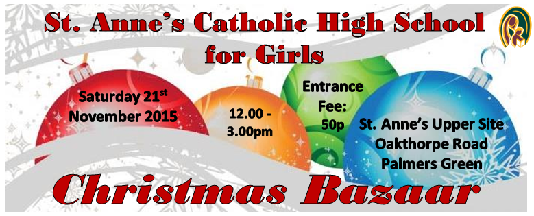 StAnnes_N13's tweet photo. Come along to our Christmas Bazaar on Sat 21 November, 12-3pm at the Upper Site #PalmersGreen! All are welcome :) https://t.co/8TDoUznYYl