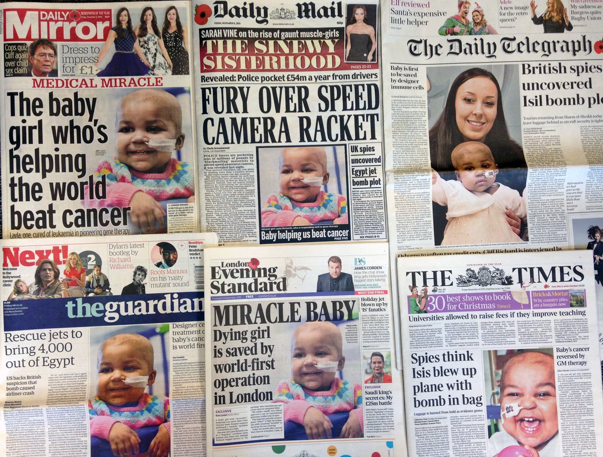 The amazing story of GOSH patient Layla's world 1st #leukaemia treatment in the news today! gosh.nhs.uk/news/latest-pr…