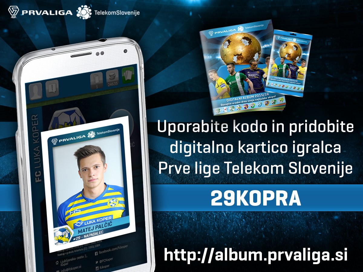 FCKoper's tweet photo. [PLTS] Uporabite kodo in pridobite digitalno kartico Mateja Palčiča. Koda 29KOPRA #plts #kanarcki https://t.co/D7n1Tok0vk