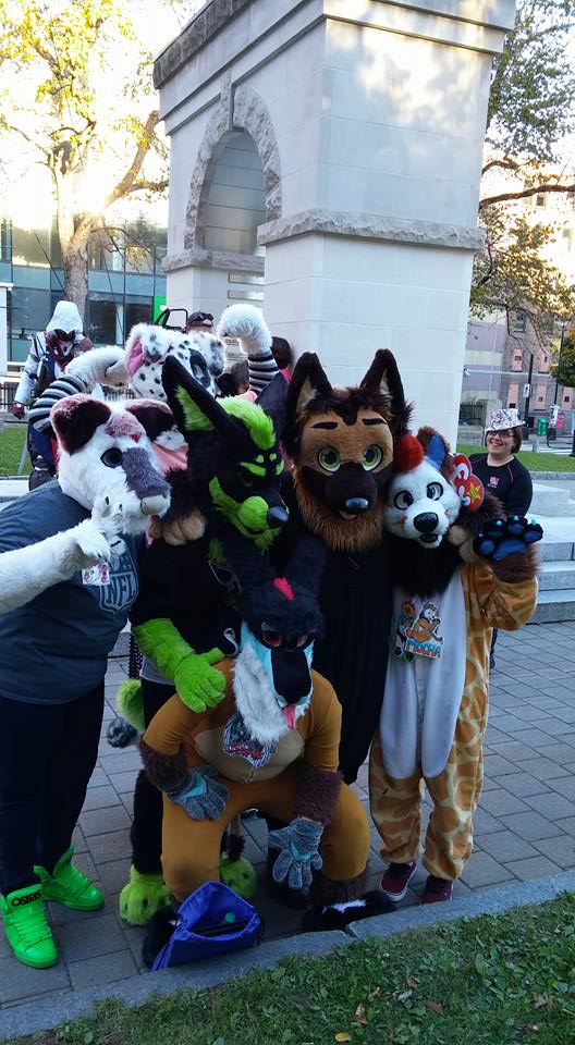 Scraps_Dragon's tweet photo. @Moondog66666 @Tassrawr RAWR! It's #FursuitFriday had a lot of fun at #halcon2015 with wonderful fuzzies #fursuit https://t.co/E2aUBOy3Xv