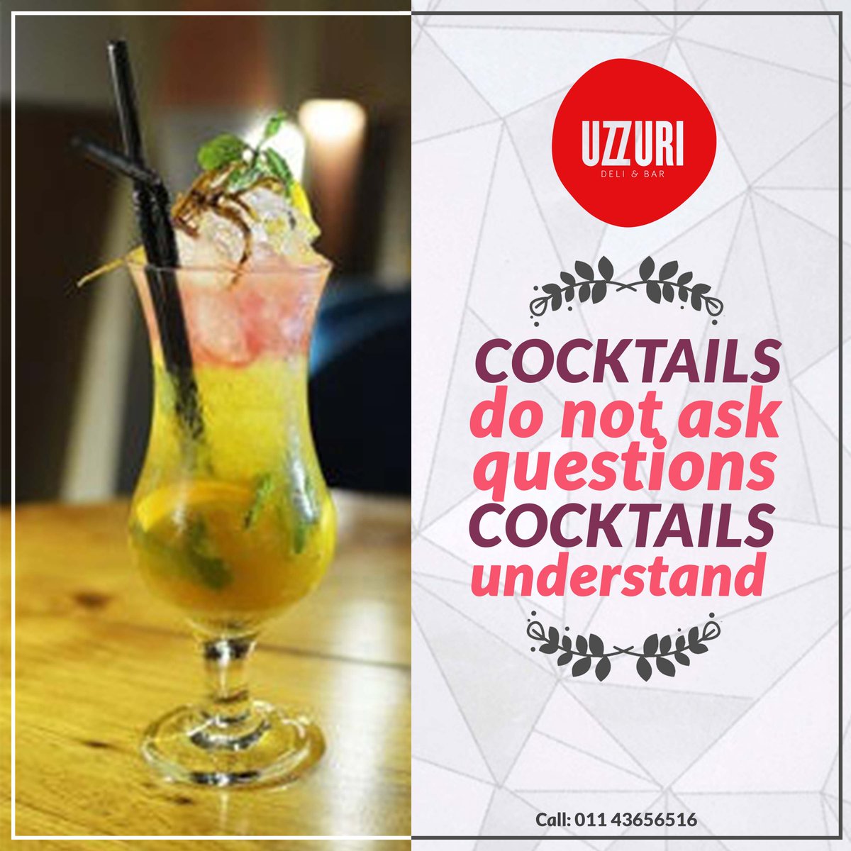 UzzuriDeli's tweet photo. #Cocktails are the friends you will ever need in your life.
#Uzzuri #Delhi
Call: 01143656516 https://t.co/4HXomiF6eK
