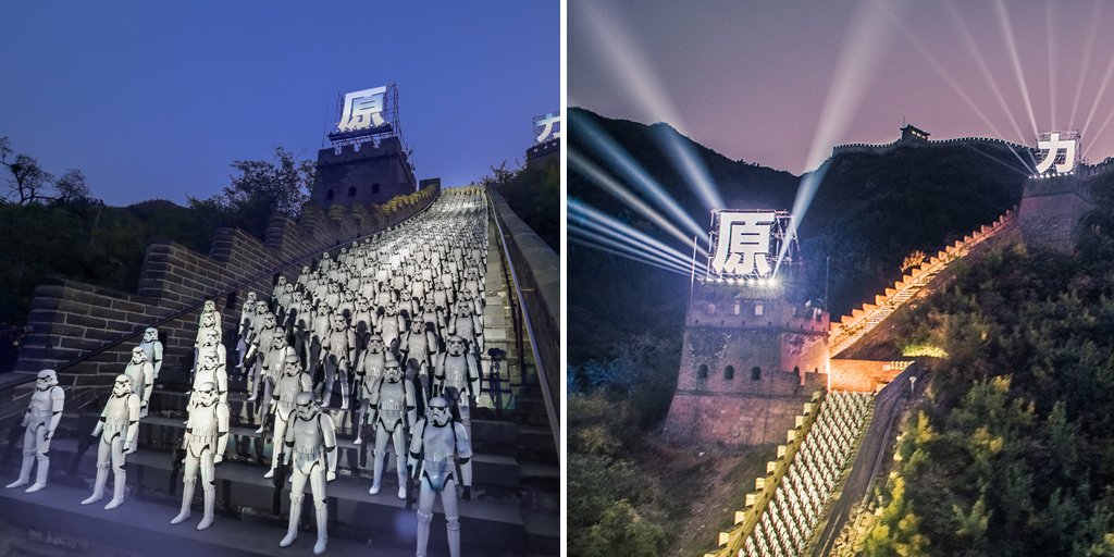 StarWarsUK's tweet photo. 500 stormtroopers marched on the Great Wall of China to celebrate the upcoming release of The Force Awakens https://t.co/UlOWZZpLDD