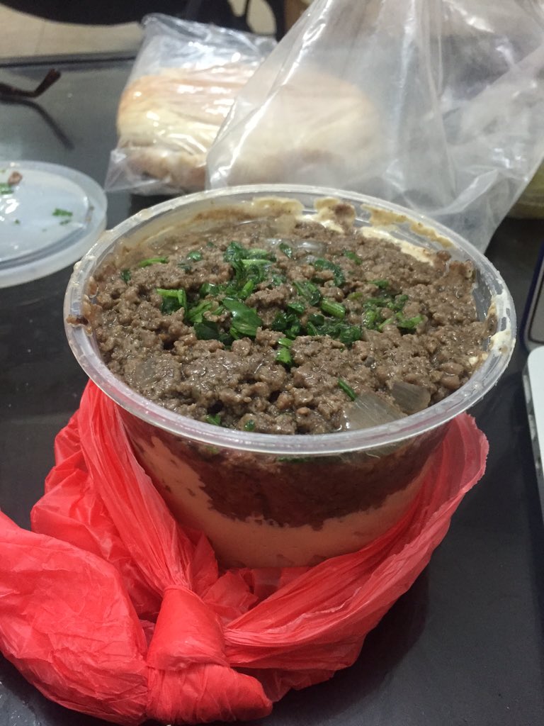 sfrantzman's tweet image. Got #Hummous w meat at Pinati and the guy put back half the hunmous to fill it w meat; good portions touché