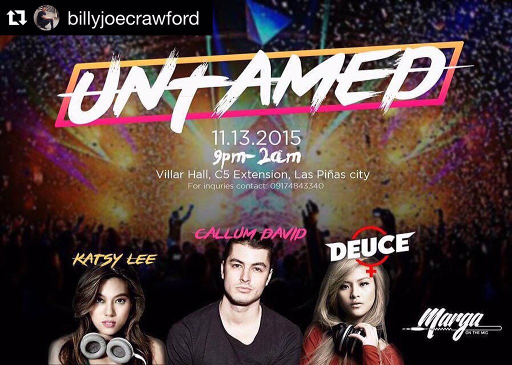 DYORCollectiv3's tweet photo. Ready for that DEUCE experience Las PiΓ±as? ONE with YOU on 11.13.2015
#UNTAMED
#IAmDeuce - Admin Nica https://t.co/KCYeG3aVDu