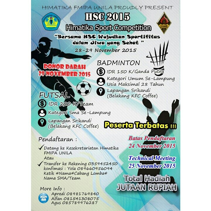 <a href="/smadelapanbdl/">SMAN8 BANDARLAMPUNG</a> ayo daftarkan segera tim sekolahmu di HSC 2015 :)